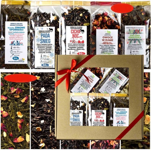 HERBATA ŚWIĄTECZNA MIX SMAKÓW zestaw 5x50g 250g